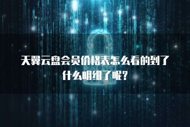 天翼云盘会员价格表怎么看的到了什么明细了呢?