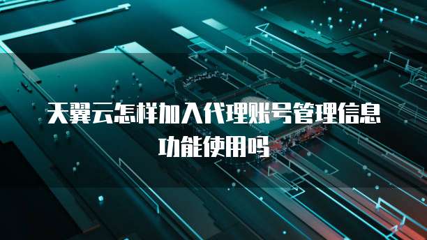 天翼云怎样加入代理账号管理信息功能使用吗