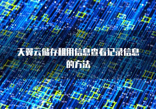 天翼云储存租用信息查看记录信息的方法