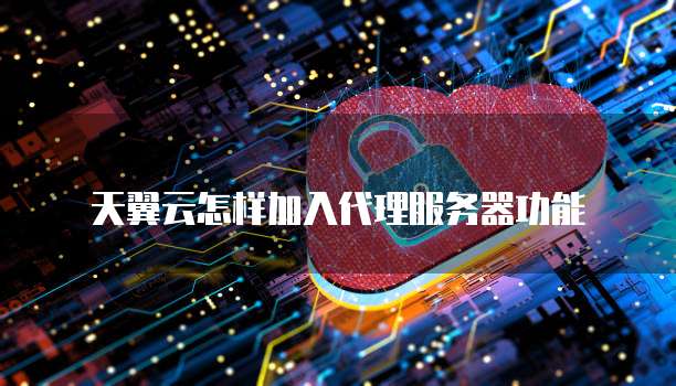天翼云怎样加入代理服务器功能