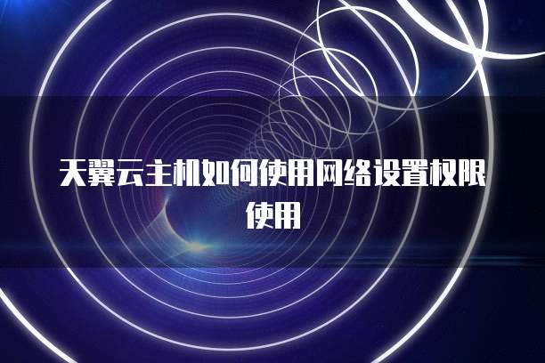 天翼云主机如何使用网络设置权限使用