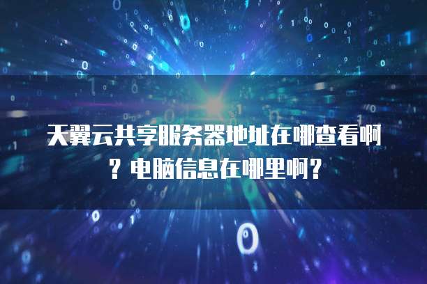 天翼云共享服务器地址在哪查看啊?电脑信息在哪里啊?