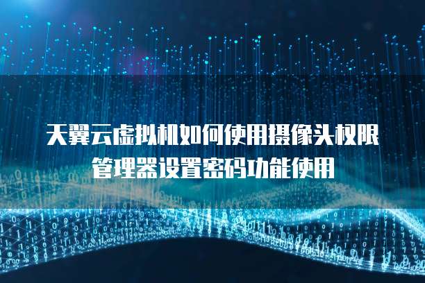 天翼云虚拟机如何使用摄像头权限管理器设置密码功能使用