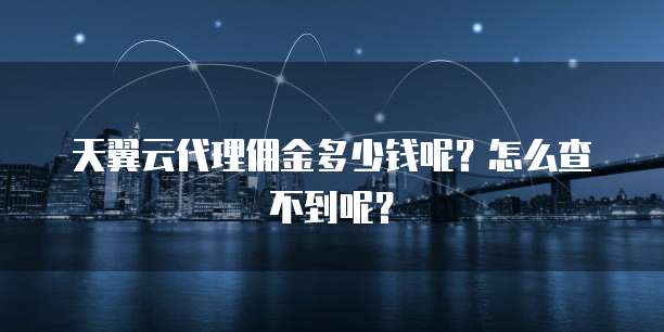 天翼云代理佣金多少钱呢?怎么查不到呢?