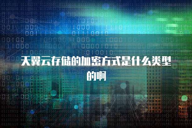 天翼云存储的加密方式是什么类型的啊
