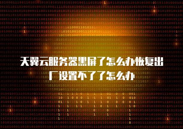 天翼云服务器黑屏了怎么办恢复出厂设置不了了怎么办