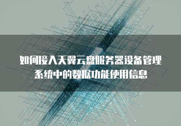 如何接入天翼云盘服务器设备管理系统中的数据功能使用信息