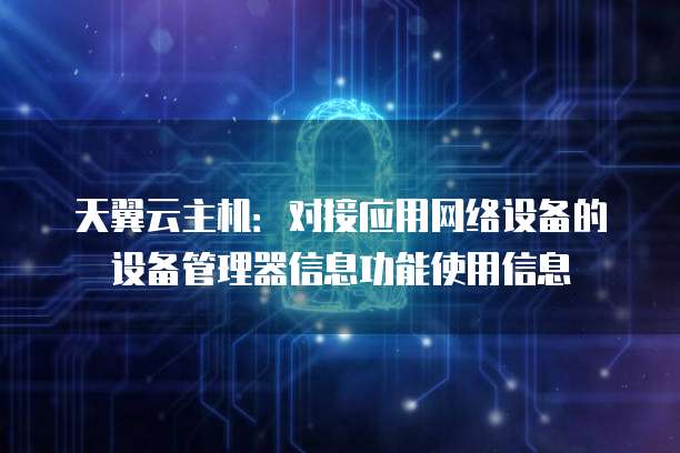 天翼云主机:对接应用网络设备的设备管理器信息功能使用信息