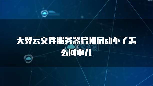 天翼云文件服务器宕机启动不了怎么回事儿