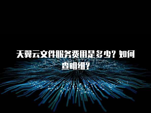 天翼云文件服务费用是多少?如何查明细?
