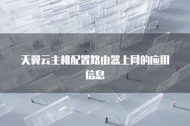天翼云主机配置路由器上网的应用信息