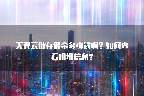 天翼云储存佣金多少钱啊？如何查看明细信息？