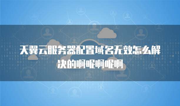 天翼云服务器配置域名无效怎么解决的啊呢啊呢啊