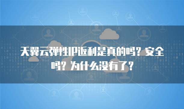 天翼云弹性IP返利是真的吗?安全吗?为什么没有了?