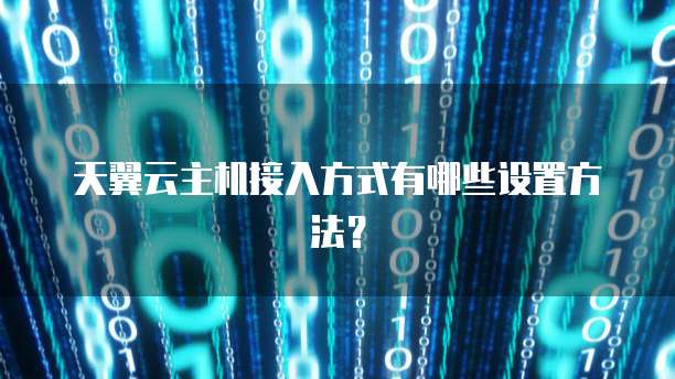 天翼云主机接入方式有哪些设置方法?