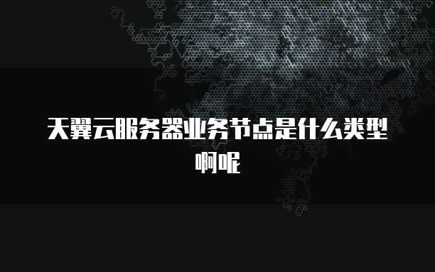 天翼云服务器业务节点是什么类型啊呢