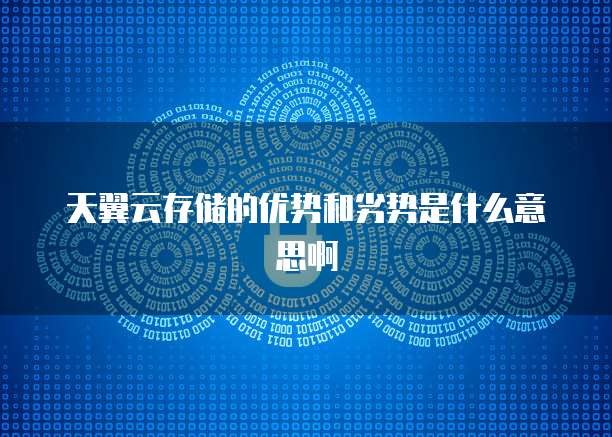 天翼云存储的优势和劣势是什么意思啊