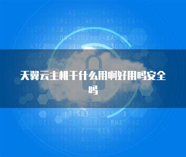 天翼云主机干什么用啊好用吗安全吗