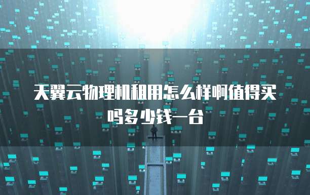 天翼云物理机租用怎么样啊值得买吗多少钱一台