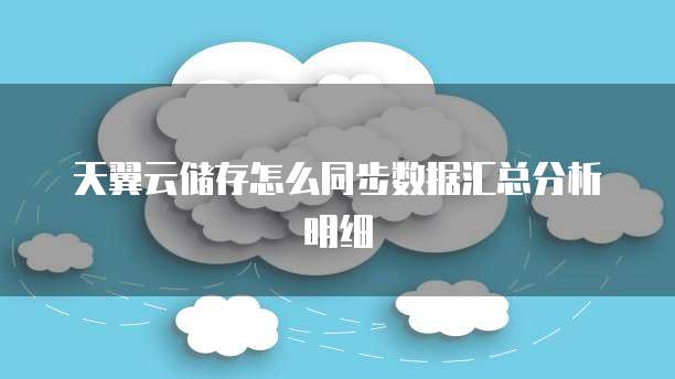 天翼云储存怎么同步数据汇总分析明细