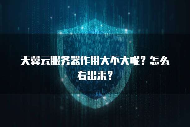 天翼云服务器作用大不大呢?怎么看出来?