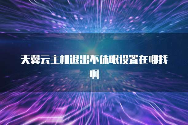 天翼云主机退出不休眠设置在哪找啊