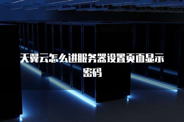 天翼云怎么进服务器设置页面显示密码