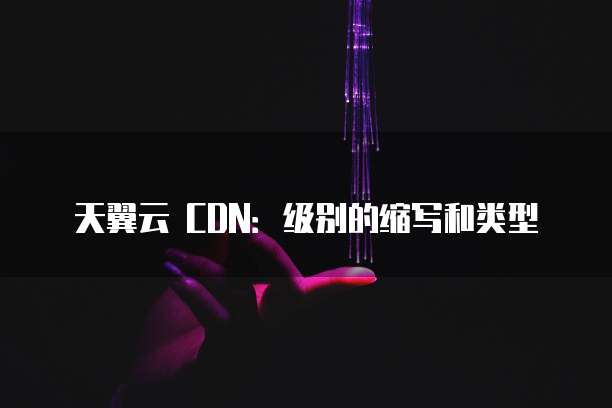 天翼云 CDN:级别的缩写和类型