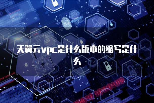 天翼云vpc是什么版本的缩写是什么