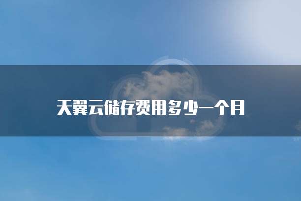 天翼云储存费用多少一个月