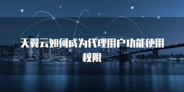天翼云如何成为代理用户功能使用权限