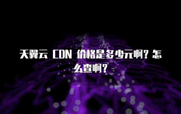 天翼云 CDN 价格是多少元啊?怎么查啊?