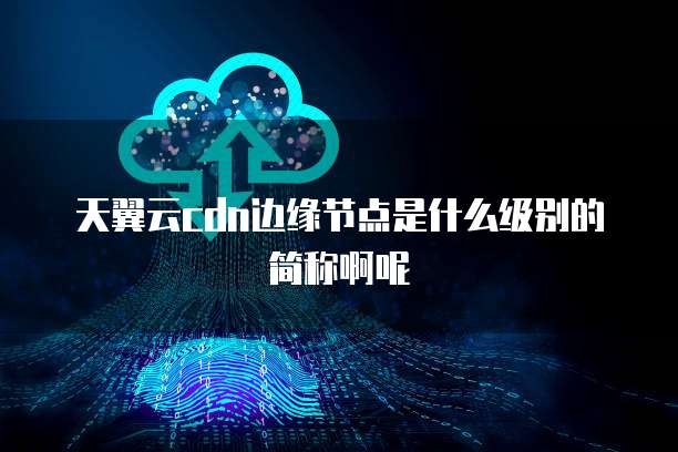 天翼云cdn边缘节点是什么级别的简称啊呢