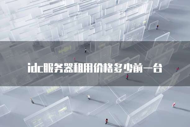 idc服务器租用价格多少前一台