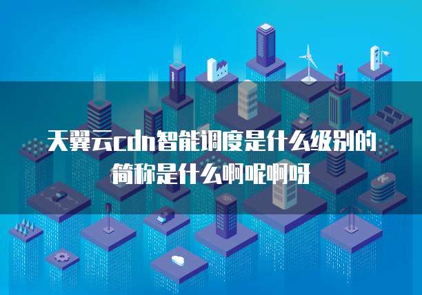 天翼云cdn智能调度是什么级别的简称是什么啊呢啊呀