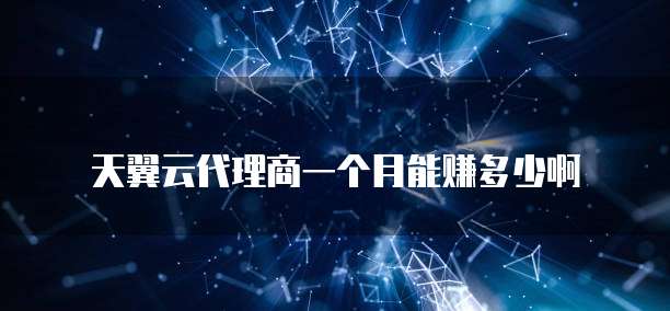 天翼云代理商一个月能赚多少啊