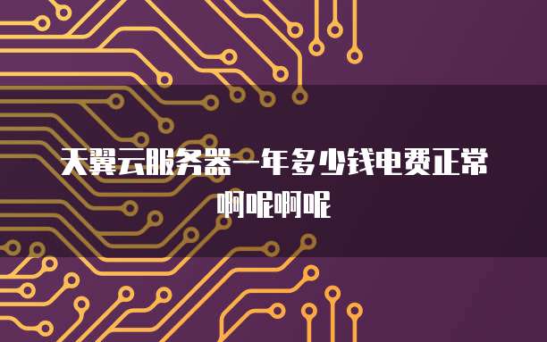 天翼云服务器一年多少钱电费正常啊呢啊呢