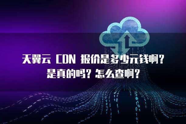 天翼云 CDN 报价是多少元钱啊？是真的吗？怎么查啊？