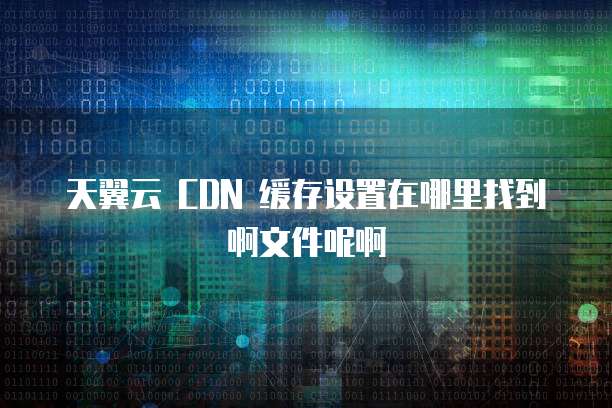 天翼云 CDN 缓存设置在哪里找到啊文件呢啊