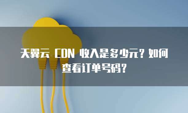天翼云 CDN 收入是多少元?如何查看订单号码?
