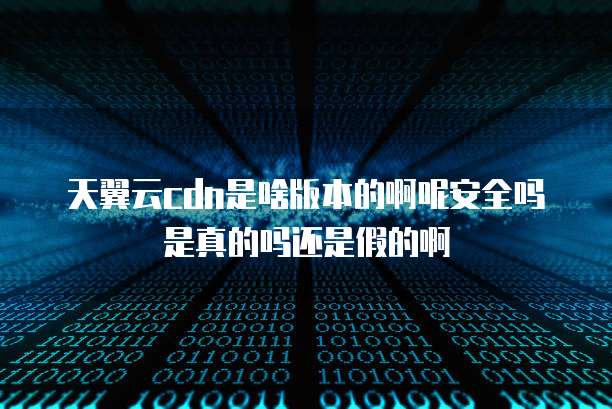天翼云cdn是啥版本的啊呢安全吗是真的吗还是假的啊