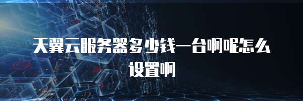 天翼云服务器多少钱一台啊呢怎么设置啊