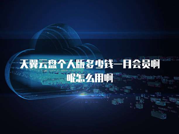 天翼云盘个人版多少钱一月会员啊呢怎么用啊