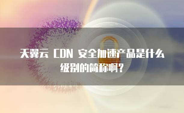 天翼云 CDN 安全加速产品是什么级别的简称啊?