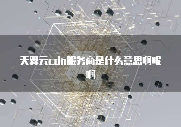 天翼云cdn服务商是什么意思啊呢啊