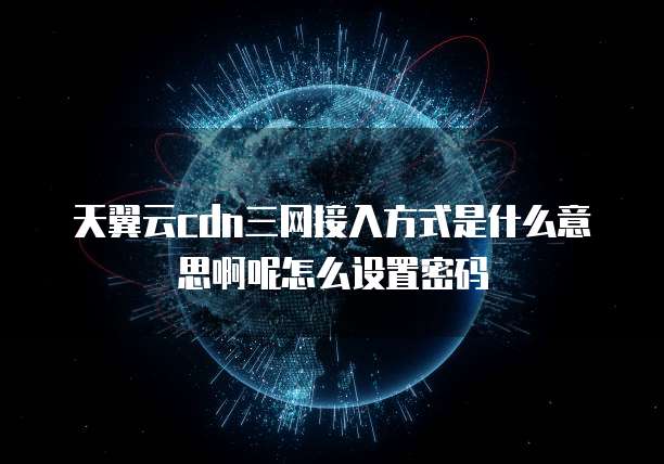 天翼云cdn三网接入方式是什么意思啊呢怎么设置密码