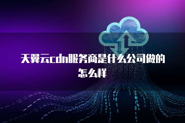 天翼云cdn服务商是什么公司做的怎么样