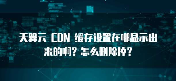 天翼云 CDN 缓存设置在哪显示出来的啊?怎么删除掉?