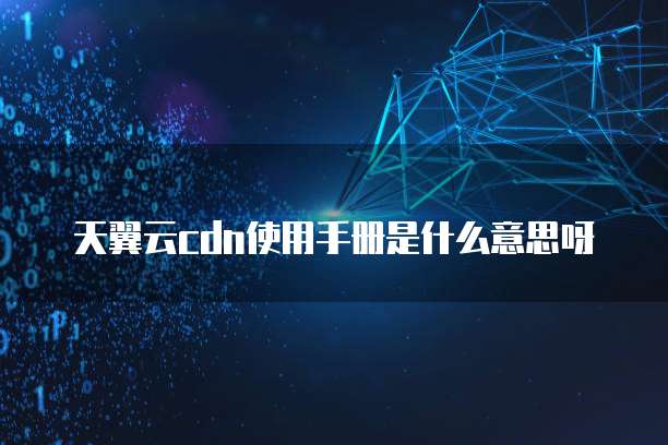 天翼云cdn使用手册是什么意思呀