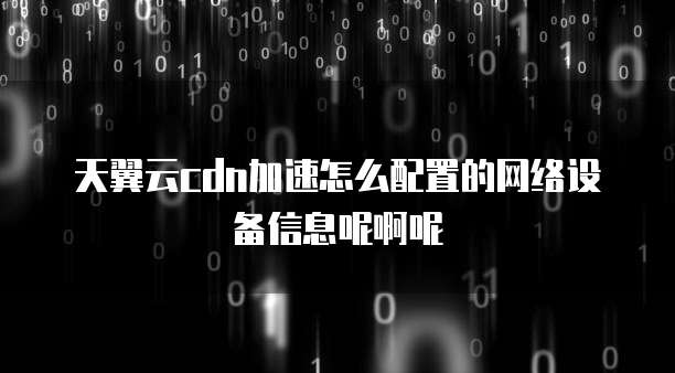 天翼云cdn加速怎么配置的网络设备信息呢啊呢